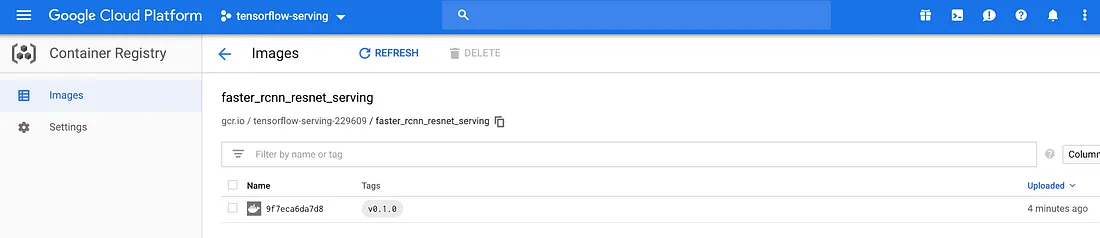 docker image successfully pushed on Google Container Registry