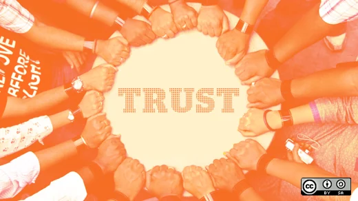 Hands joined in a circle around the word Trust