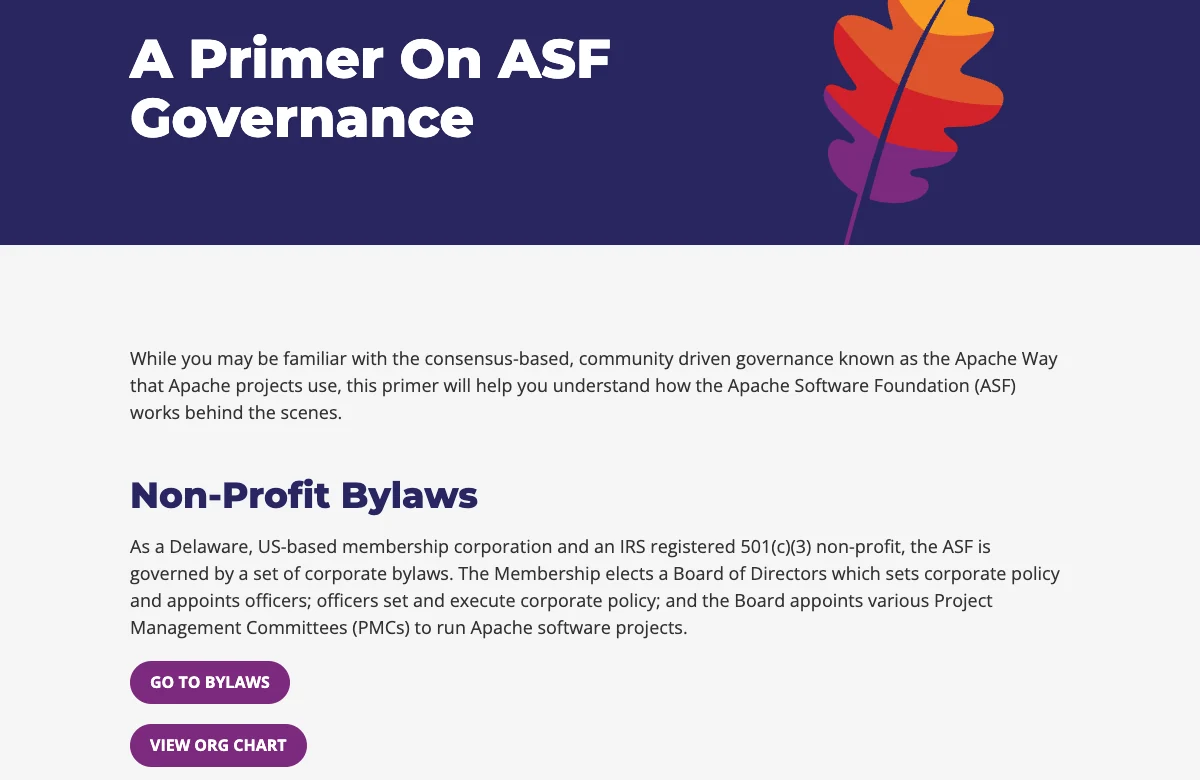 Screenshot of A Primer on ASF Governance | Apache Software Foundation