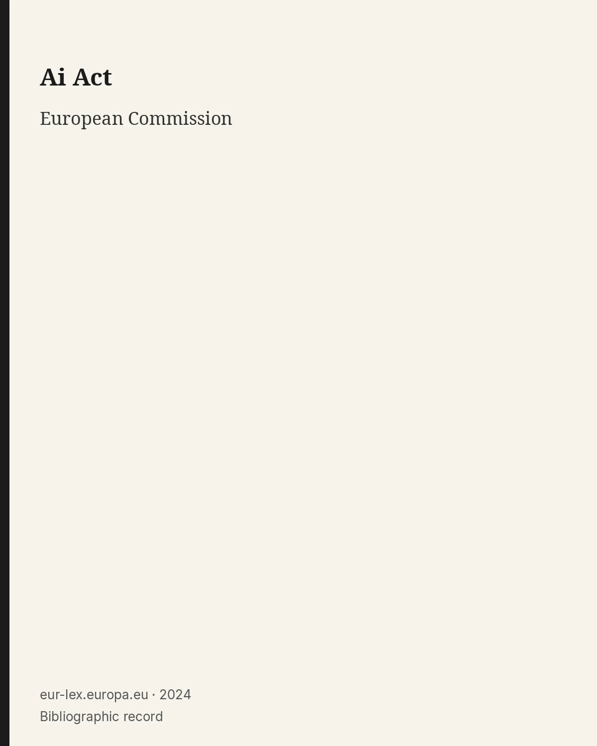Bibliographic record for Ai Act.
