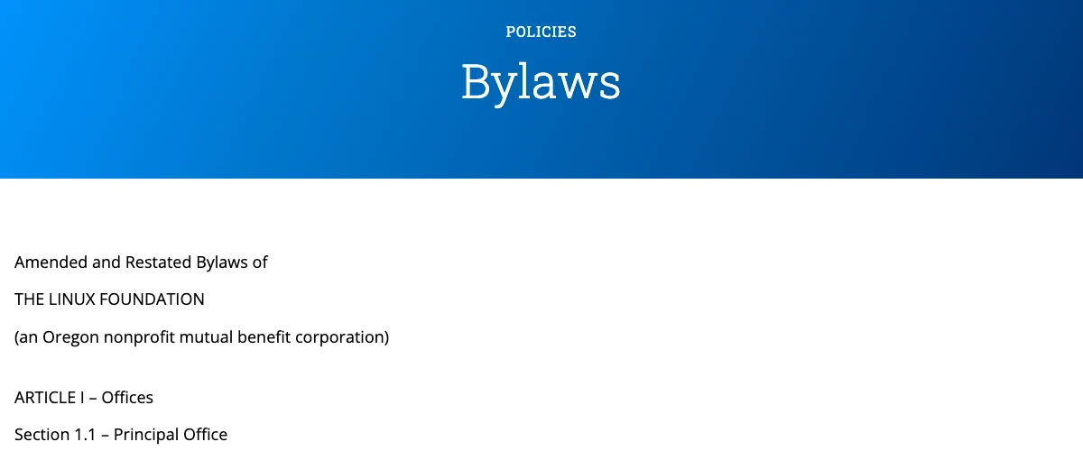 Screenshot of Bylaws | Linux Foundation