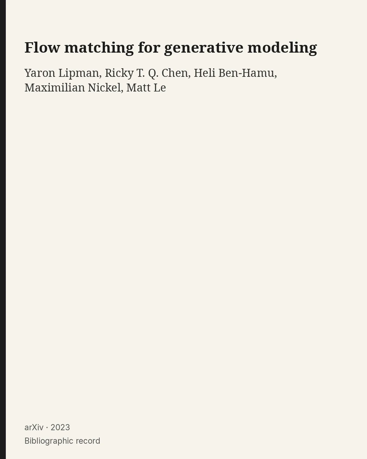 First page of Flow matching for generative modeling.