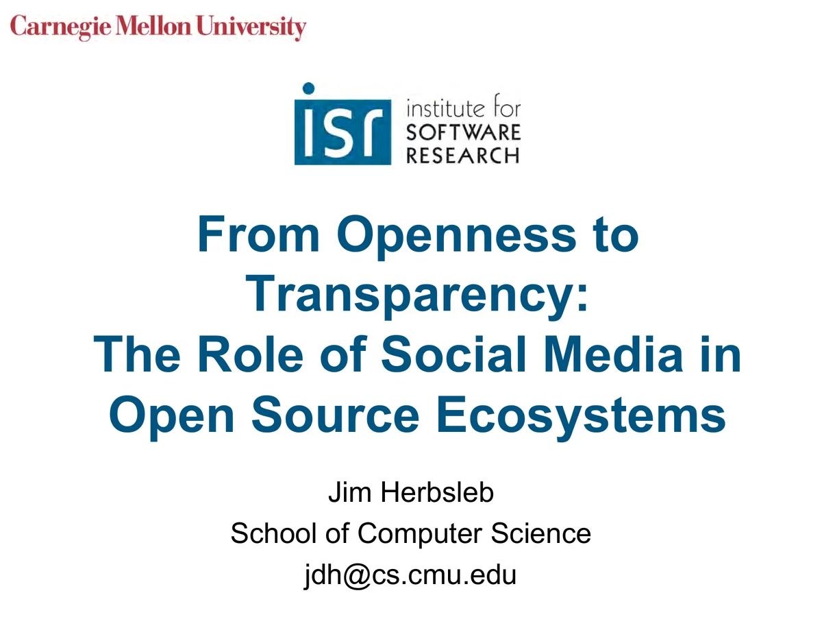 First page of From Openness to Transparency: The Role of Social Media in Open Source Ecosystems.