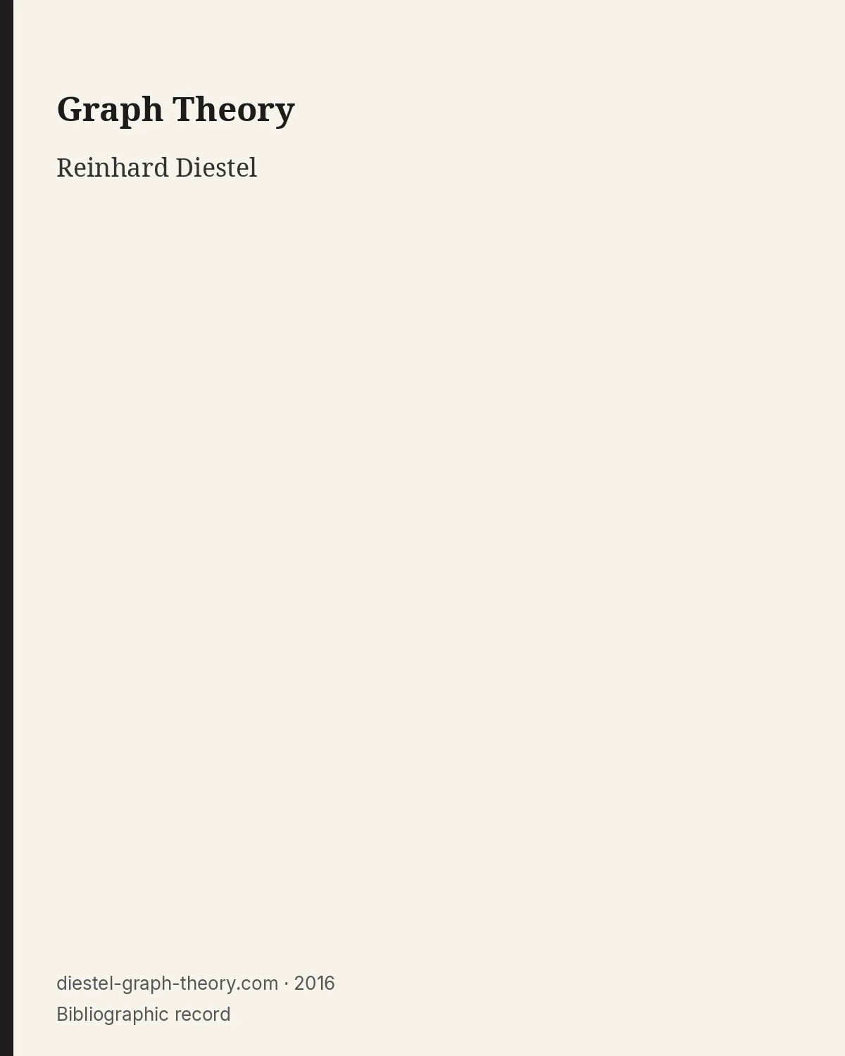 Bibliographic record for Graph Theory.