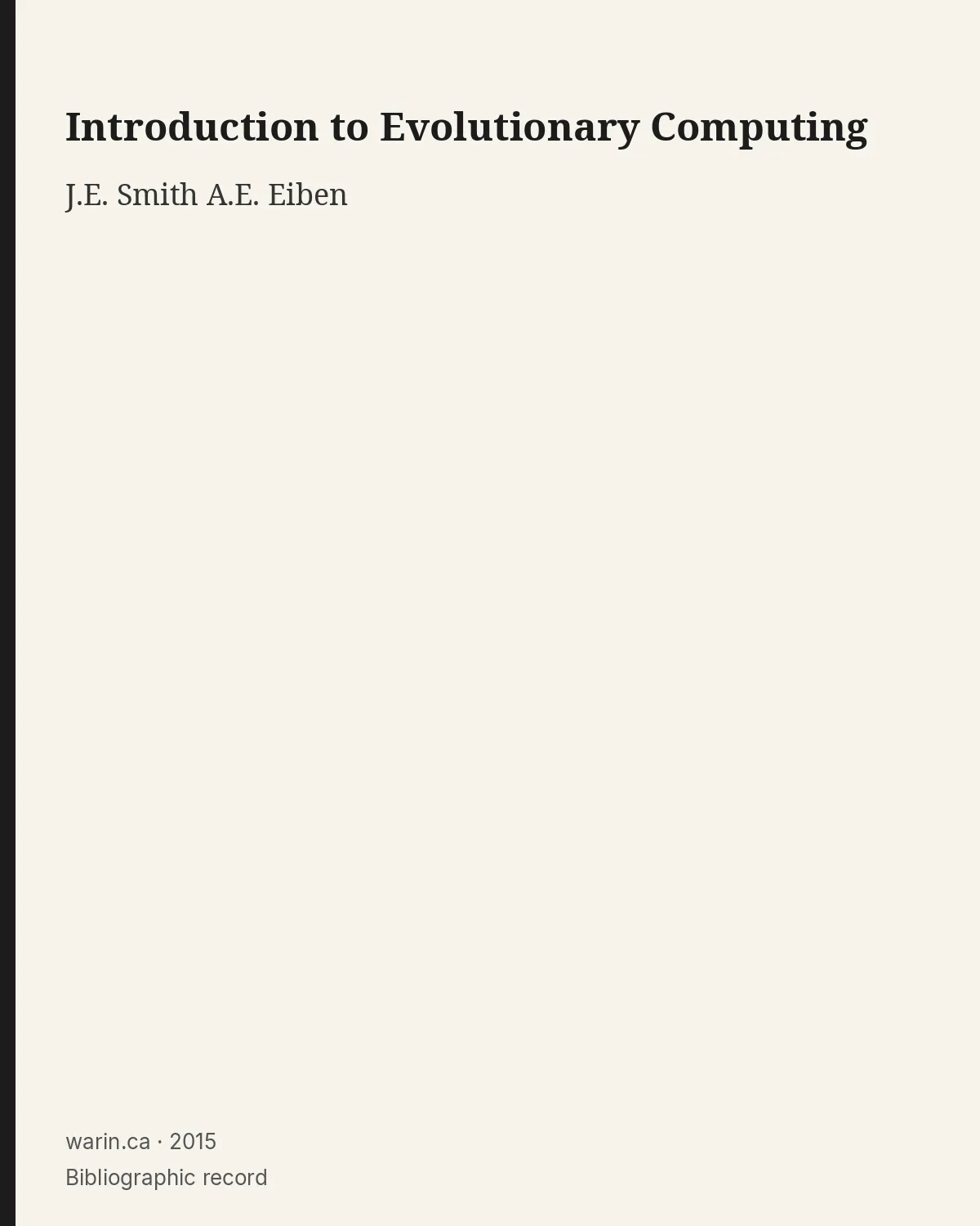 First page of Introduction to Evolutionary Computing.