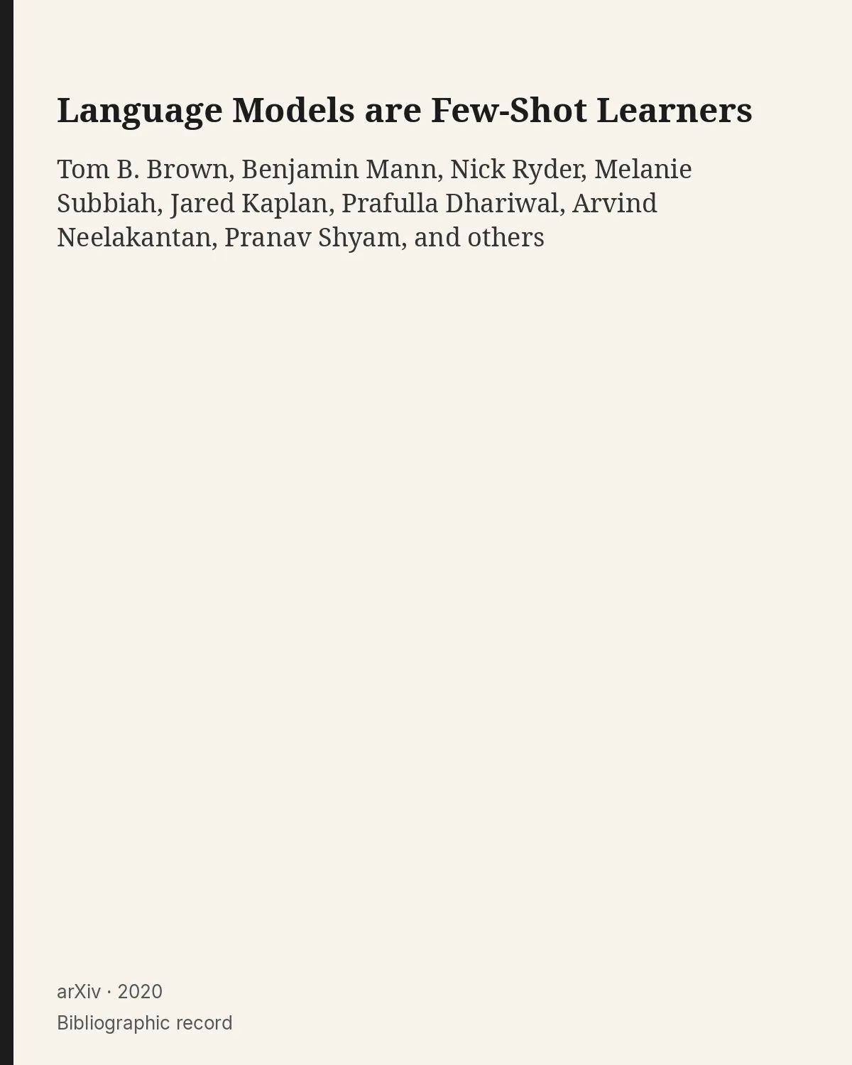First page of Language Models are Few-Shot Learners.
