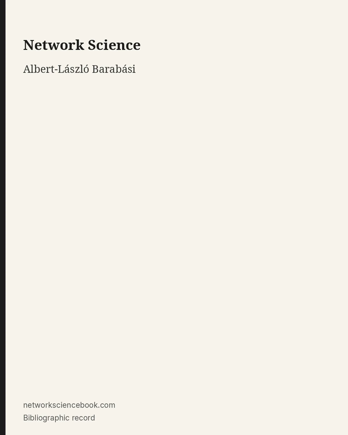 Bibliographic record for Network Science.