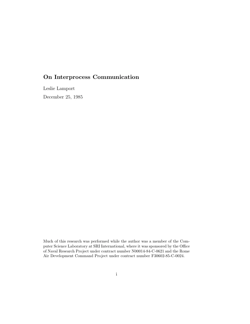 First page of On Interprocess Communication.