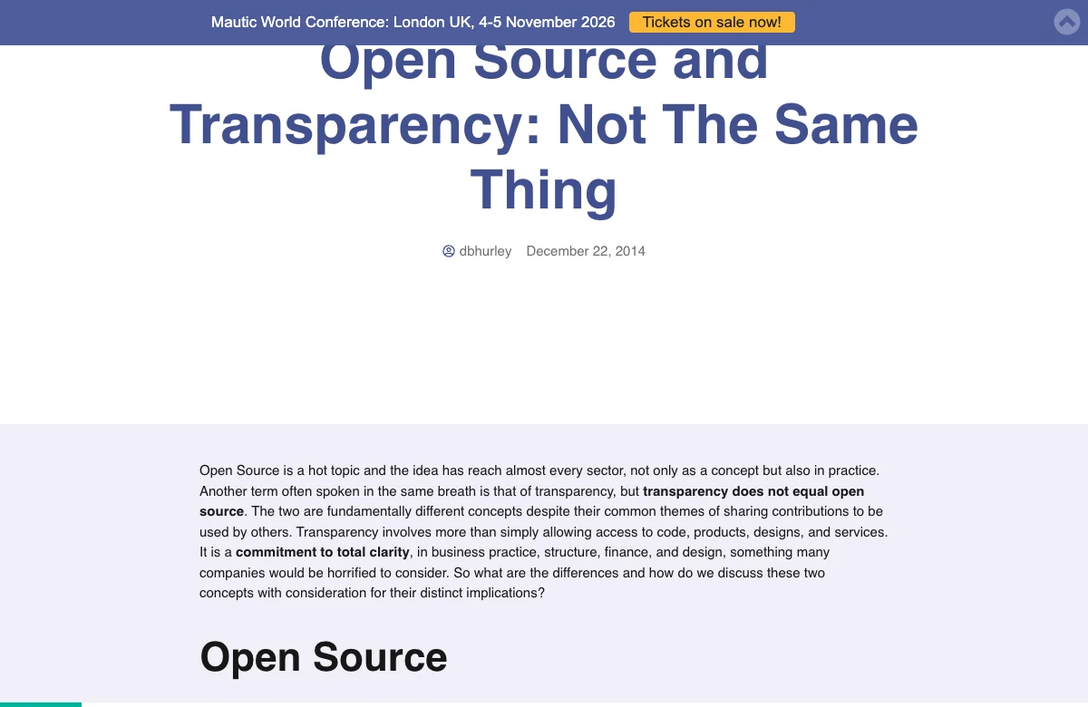 Screenshot of Open Source and Transparency: Not The Same Thing