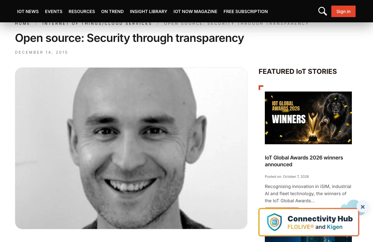 Screenshot of Open source: Security through transparency | IoT Now News & Reports