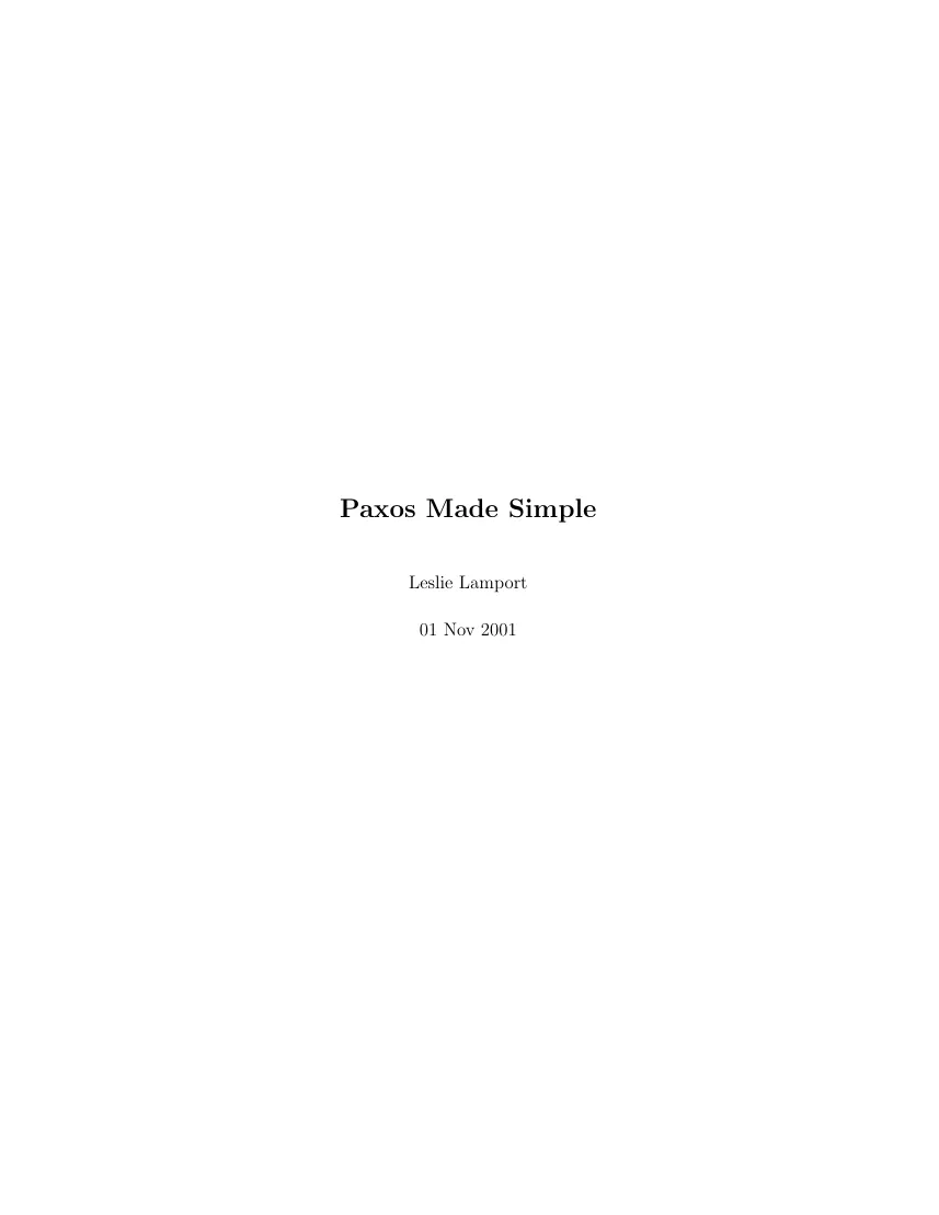 First page of Paxos Made Simple.