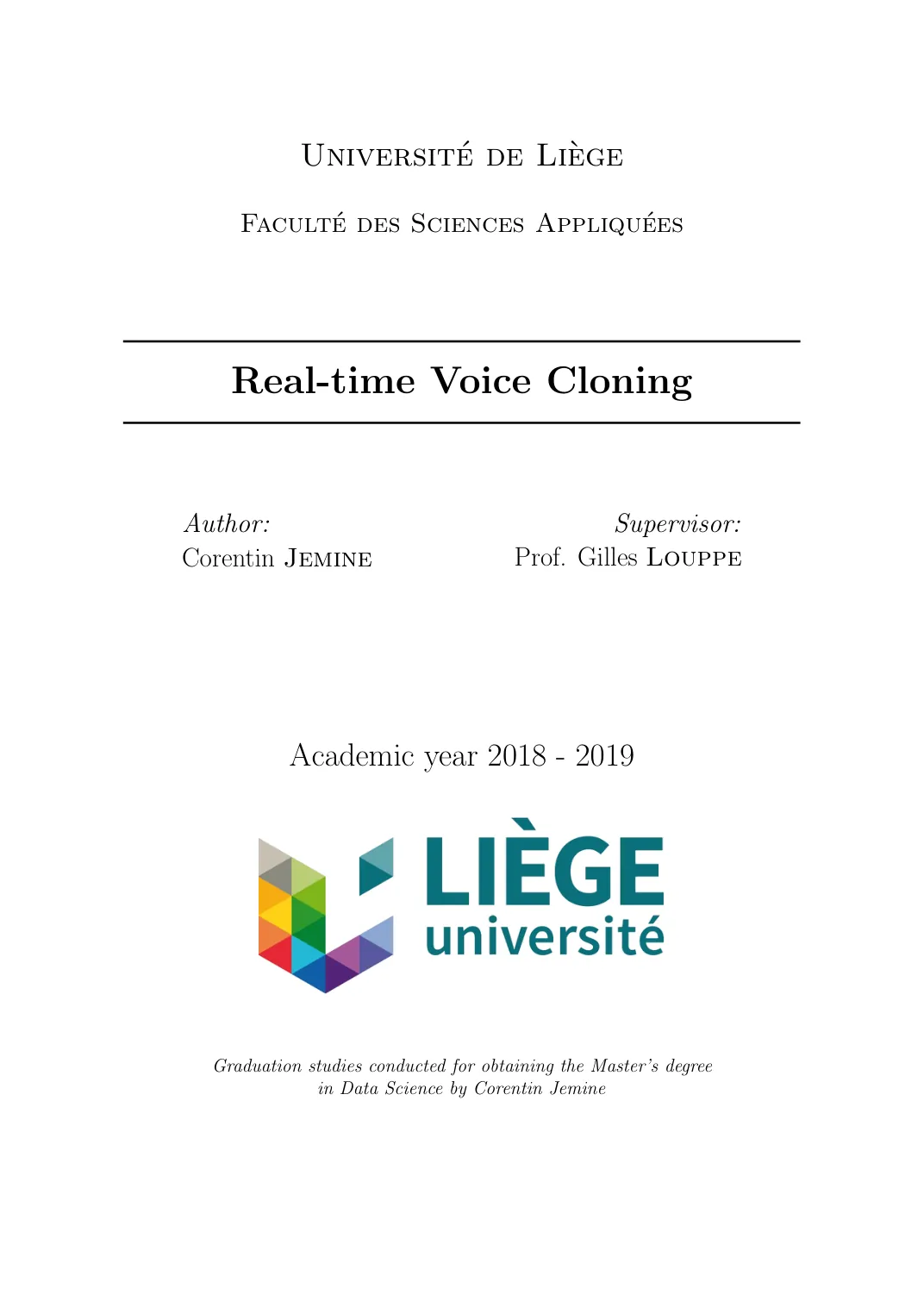 Title page of Real-time Voice Cloning.