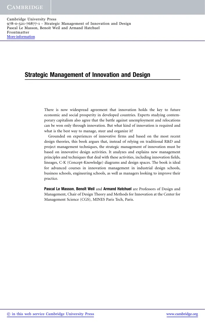 First page of Strategic Management of Innovation and Design.