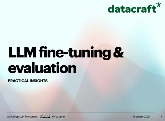 Cover of the LLM fine-tuning and evaluation workshop